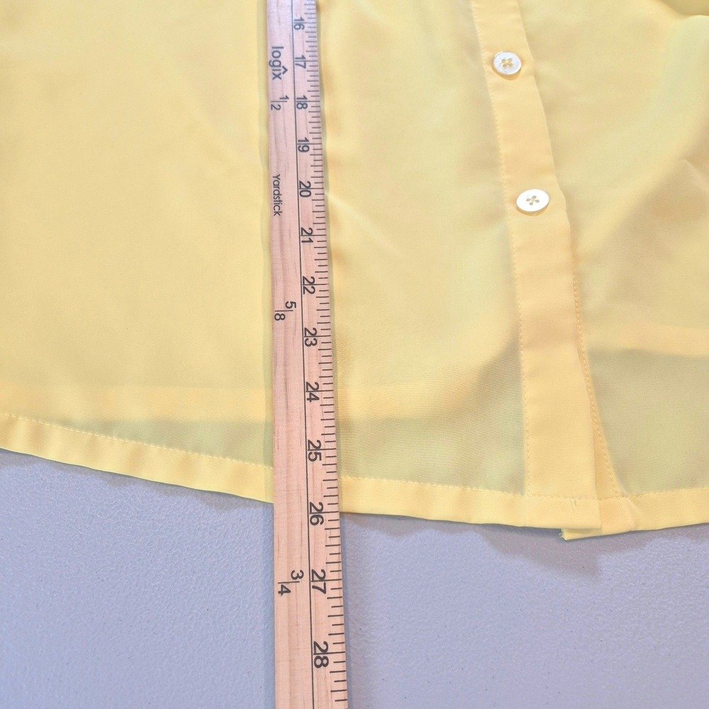 Susan Graver Women's Large Yellow Button Front Utility Blouse Roll Tab Sleeve - Picture 11 of 11